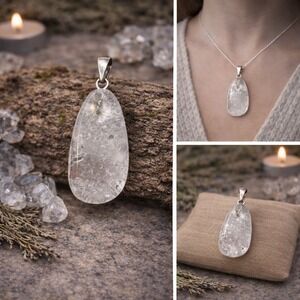 Clear Quartz Teardrop Pendant Boho Cottagecore Crystal Necklace | Witchy Jewelry